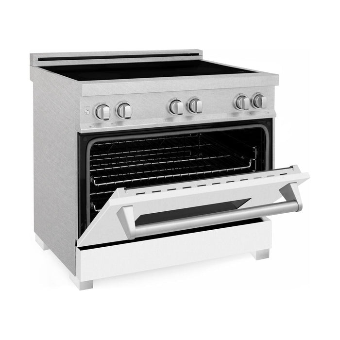 ZLINE 36 In. 4.6 cu. ft. Induction Range with a 4 Element Stove and Electric Oven in White Matte, RAINDS-WM-36