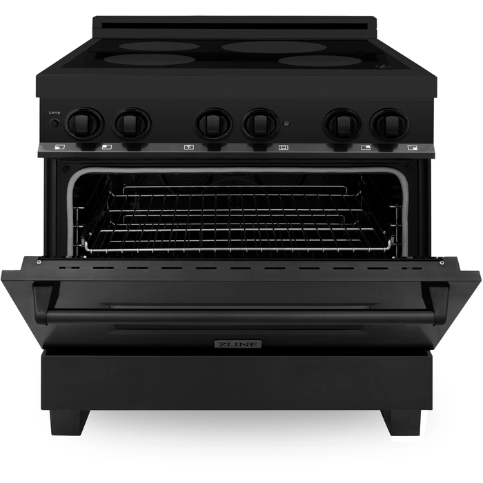 ZLINE 36 In. 4.6 cu. ft. Induction Range with Electric Oven in Black Stainless Steel, RAIND-BS-36