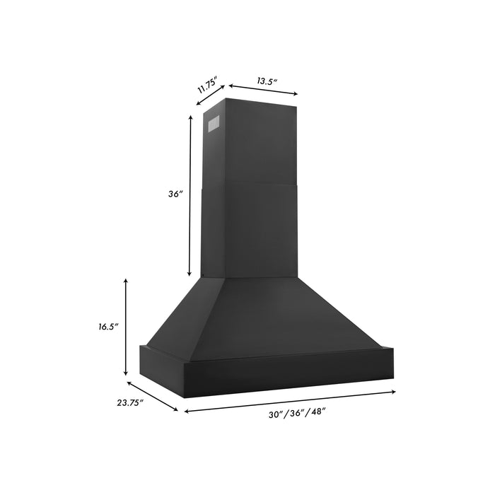 ZLINE 36 in. 700 CFM Black Stainless Steel Wall Mount Range Hood BS655N-36