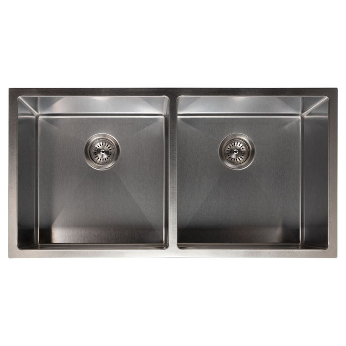 ZLINE 36 in. Anton Undermount Double Bowl DuraSnow Stainless Steel Kitchen Sink with Bottom Grid SR50D-36S