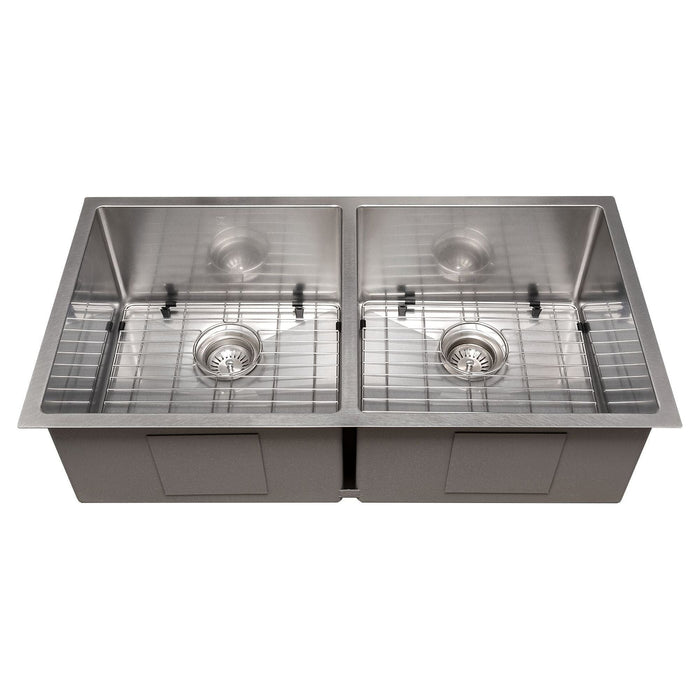 ZLINE 36 in. Anton Undermount Double Bowl DuraSnow Stainless Steel Kitchen Sink with Bottom Grid SR50D-36S