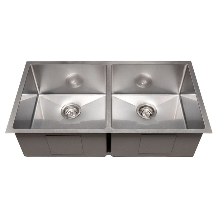 ZLINE 36 in. Anton Undermount Double Bowl DuraSnow Stainless Steel Kitchen Sink with Bottom Grid SR50D-36S