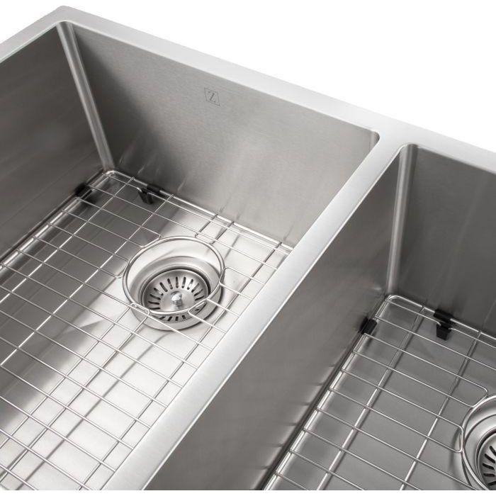 ZLINE 36 in. Anton Undermount Double Bowl Stainless Steel Kitchen Sink with Bottom Grid SR50D-36