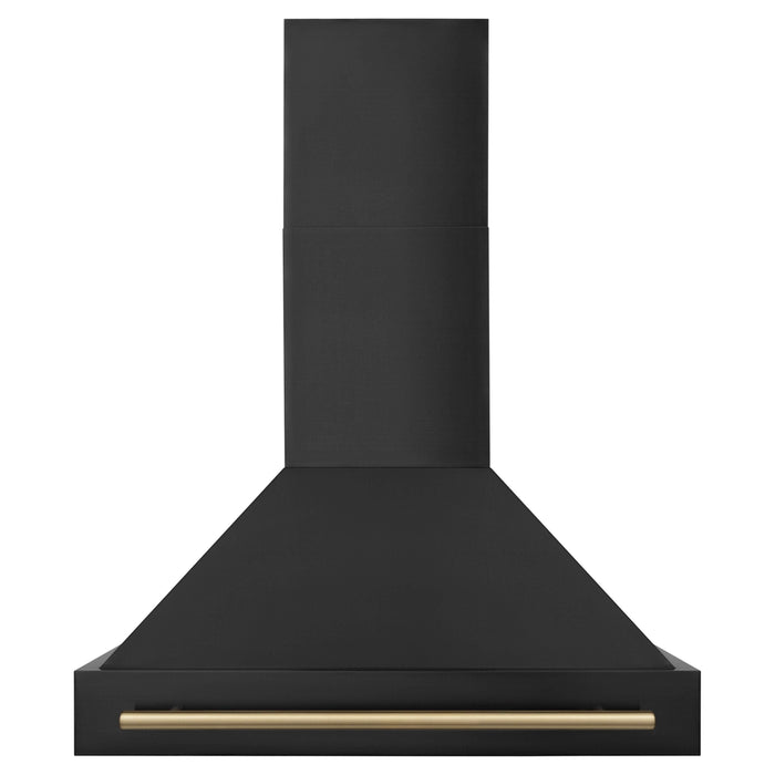 ZLINE 36 In. Autograph Edition Black Stainless Steel Range Hood with Champagne Bronze Handle BS655Z-36-CB