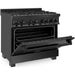 ZLINE 36 in. Black Stainless Steel Dual Fuel Range and 36 in. Range Hood Appliance Package