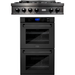 ZLINE 36 in. Black Stainless Steel Rangetop and 30 in. Double Wall Oven Kitchen Appliance Package 2KP-RTBAWD36