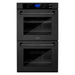 ZLINE 36 in. Black Stainless Steel Rangetop and 30 in. Double Wall Oven Kitchen Appliance Package 2KP-RTBAWD36