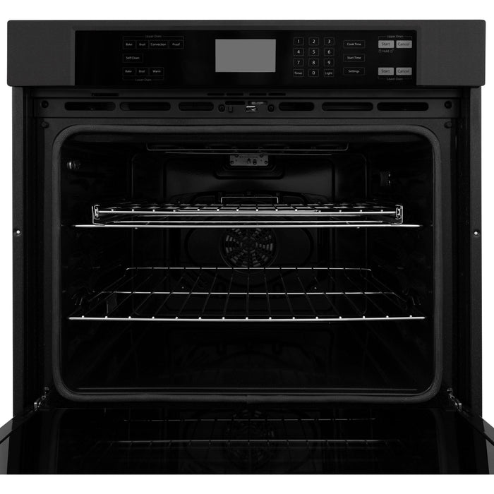 ZLINE 36 in. Black Stainless Steel Rangetop and 30 in. Double Wall Oven Kitchen Appliance Package 2KP-RTBAWD36