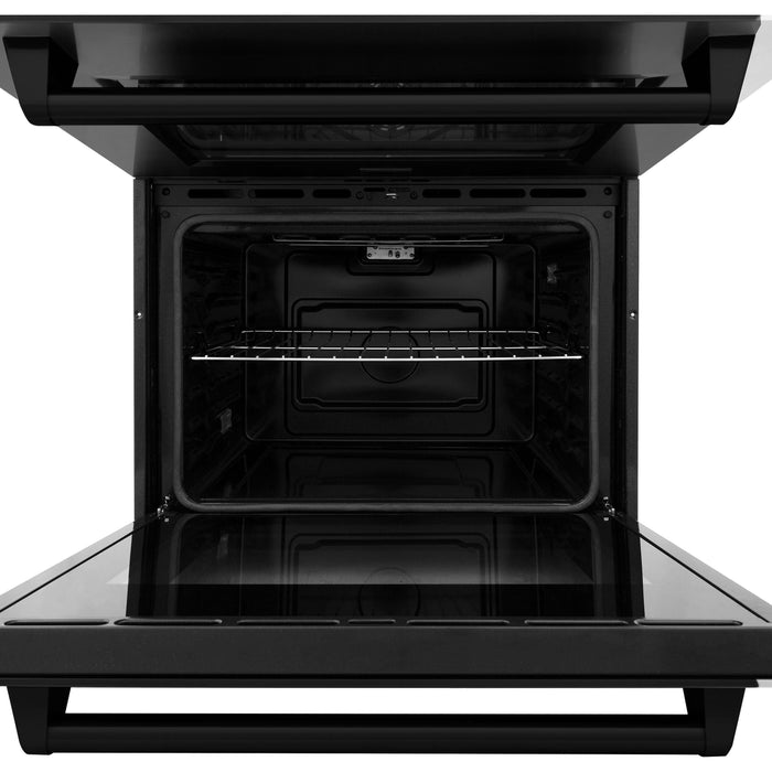 ZLINE 36 in. Black Stainless Steel Rangetop and 30 in. Double Wall Oven Kitchen Appliance Package 2KP-RTBAWD36