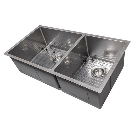 ZLINE 36 in. Chamonix Undermount Double Bowl DuraSnow Stainless Steel Kitchen Sink with Bottom Grid SR60D-36S