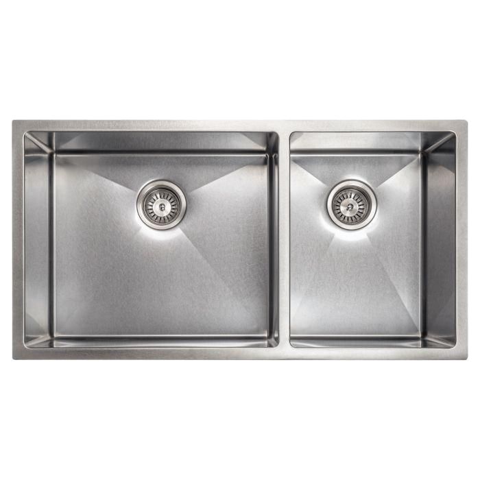 ZLINE 36 in. Chamonix Undermount Double Bowl DuraSnow Stainless Steel Kitchen Sink with Bottom Grid SR60D-36S