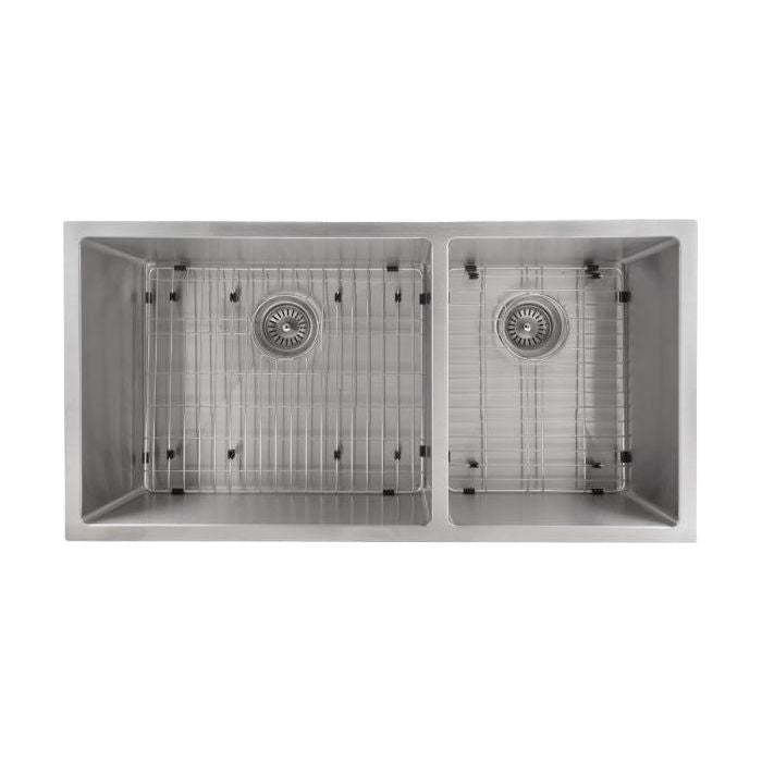 ZLINE 36 in. Chamonix Undermount Double Bowl Stainless Steel Kitchen Sink with Bottom Grid, SR60D-36