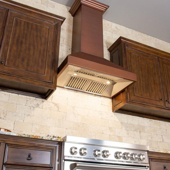 ZLINE 36 in. Copper Wall Range Hood with Crown Molding 8667C-36