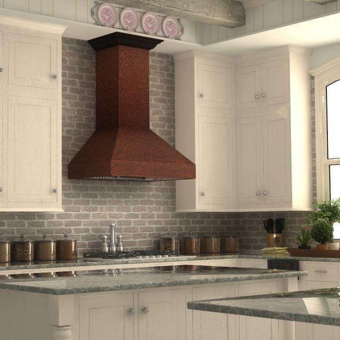 ZLINE 36 in. Copper Wall Range Hood with Crown Molding 8667E-36