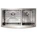 ZLINE 36 in. Courchevel Farmhouse Apron Mount Double Bowl DuraSnow Stainless Steel Kitchen Sink with Bottom Grid SA60D-36S