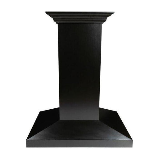 ZLINE 36 in. Designer Black Wooden Island Range Hood with Crown Molding KBiCC-36