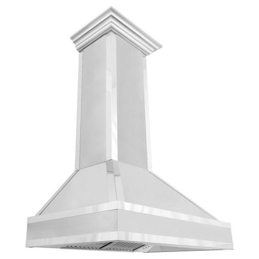 ZLINE 36 in. Designer Series Ducted Wall Mount Range Hood In DuraSnow Stainless Steel with Mirror Accents 655MR-36