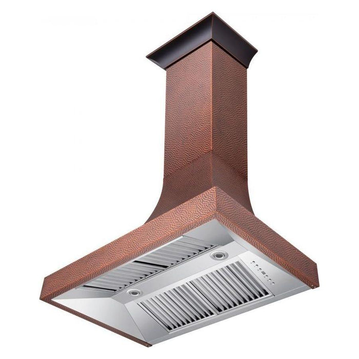 ZLINE 36 in. Designer Series Hand-Hammered Copper Finish Wall Range Hood 8632H-36