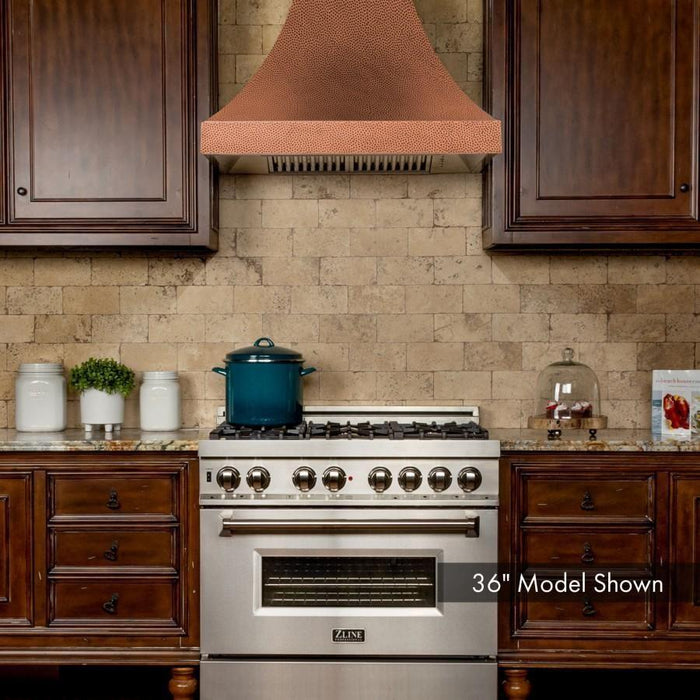 ZLINE 36 in. Designer Series Hand-Hammered Copper Finish Wall Range Hood 8632H-36