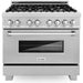 ZLINE 36 in. Dual Fuel Range & 36 in. Range Hood In DuraSnow Appliance Package 2KP-RASSNRH36