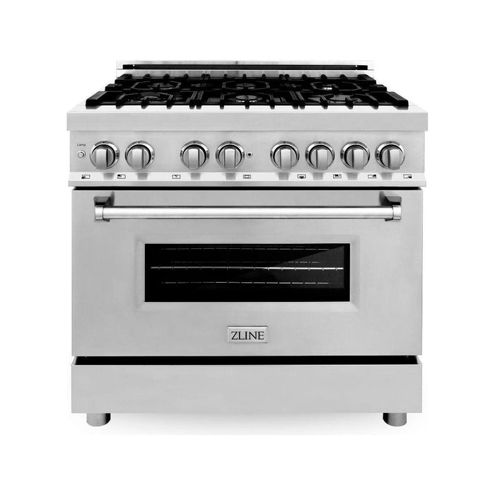 ZLINE 36 in. Dual Fuel Range and 36 in. Range Hood Appliance Package 2KP-RARH36