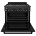 ZLINE 36 in. Dual Fuel Range, Range Hood, Microwave and Dishwasher Appliance Package In Black Stainless Steel 4KP-RABRBRH36-MWDW