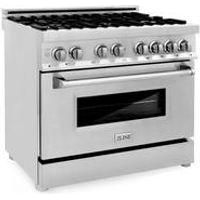 ZLINE 36 in. Dual Fuel Range, Range Hood, Microwave Drawer and 3 Rack Dishwasher Appliance Package 4KP-RARH36-MWDWV