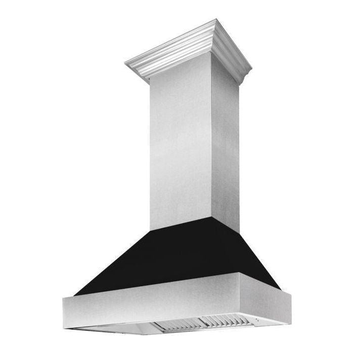 ZLINE 36 in. Ducted DuraSnow Stainless Steel Range Hood with Black Matte Shell 8654BLM-36