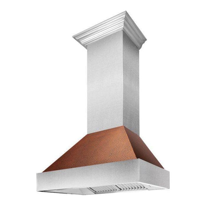 ZLINE 36 in. Ducted DuraSnow Stainless Steel Range Hood with Hand-Hammered Copper Shell 8654HH-36