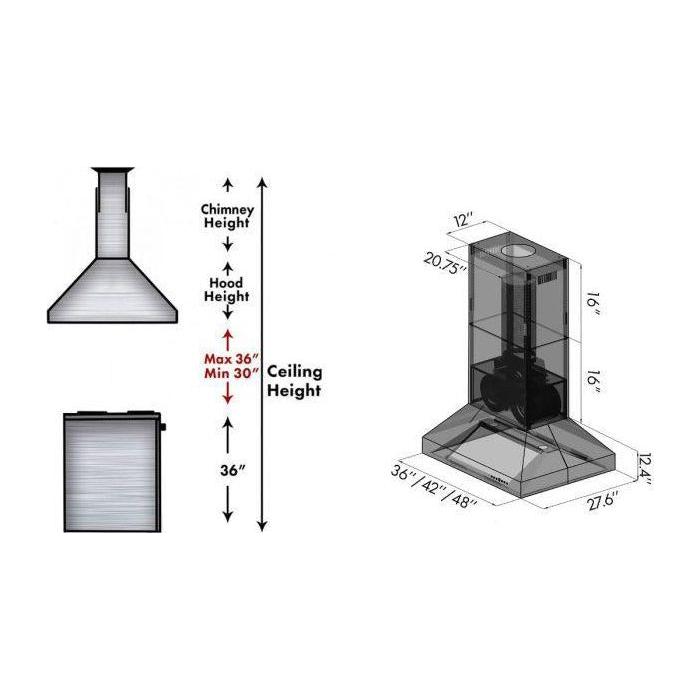 ZLINE 36 in. Ducted Island Mount Range Hood In Outdoor Approved Stainless Steel 697i-304-36