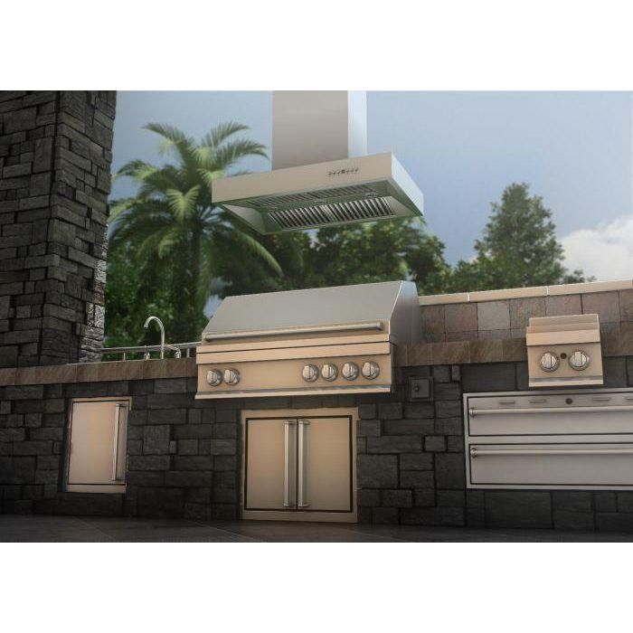 ZLINE 36 In. Ducted Outdoor Island Mount Range Hood In Stainless Steel KECOMi-304-36