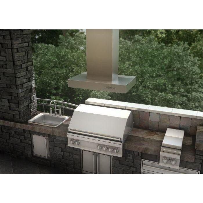 ZLINE 36 In. Ducted Outdoor Island Mount Range Hood In Stainless Steel KECOMi-304-36