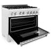 ZLINE 36 in. DuraSnow Stainless Dual Fuel Range, Ducted Vent Range Hood and Dishwasher Kitchen Appliance Package 3KP-RASRH36-DW