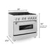 ZLINE 36 in. DuraSnow Stainless Dual Fuel Range, Ducted Vent Range Hood and Dishwasher Kitchen Appliance Package 3KP-RASRH36-DW