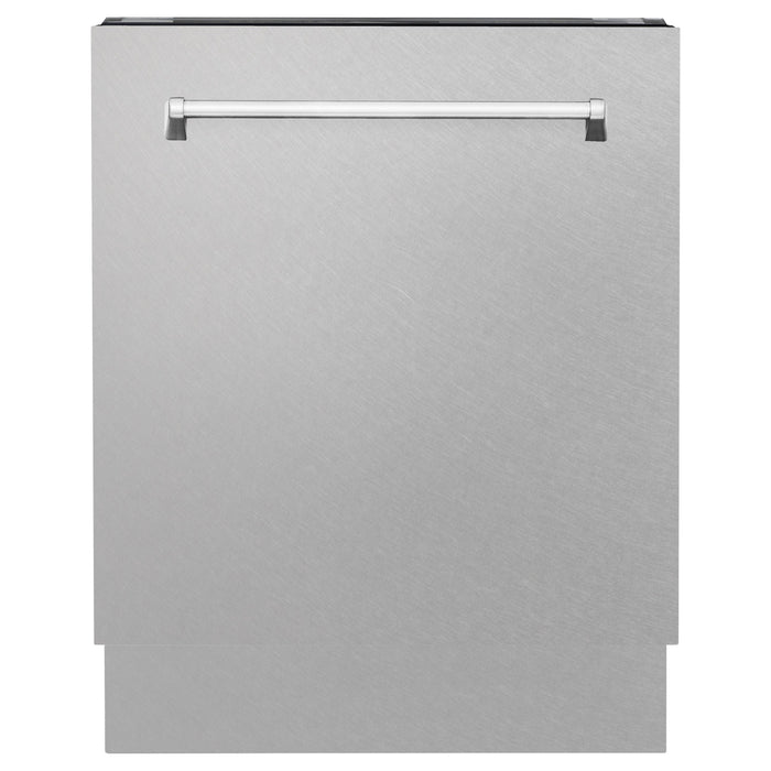 ZLINE 36 in. DuraSnow Stainless Dual Fuel Range, Ducted Vent Range Hood and Tall Tub Dishwasher Kitchen Appliance Package 3KP-RASRH36-DWV