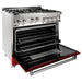 ZLINE 36 in. Gas Range with Red Gloss Door and 36 in. Range Hood Appliance Package 2KP-RGRGRH36