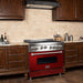 ZLINE 36 in. Gas Range with Red Gloss Door and 36 in. Range Hood Appliance Package 2KP-RGRGRH36