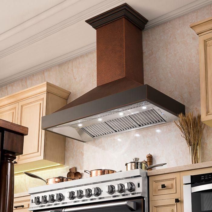 ZLINE 36 in. Hand-Hammered Copper Finish Wall Range Hood 655-HBXXX-36