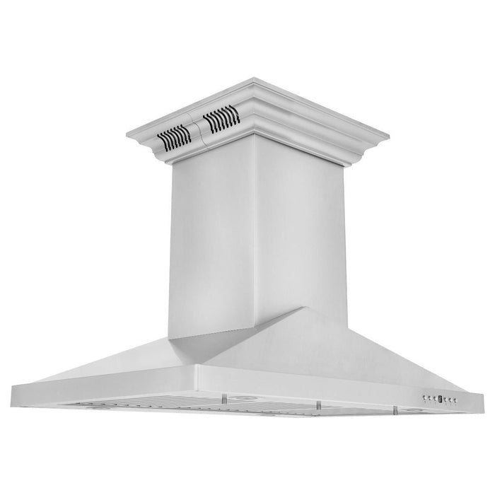 ZLINE 36 in. Island Mount Range Hood In Stainless Steel with Built-in CrownSound Bluetooth Speakers GL1iCRN-BT-36