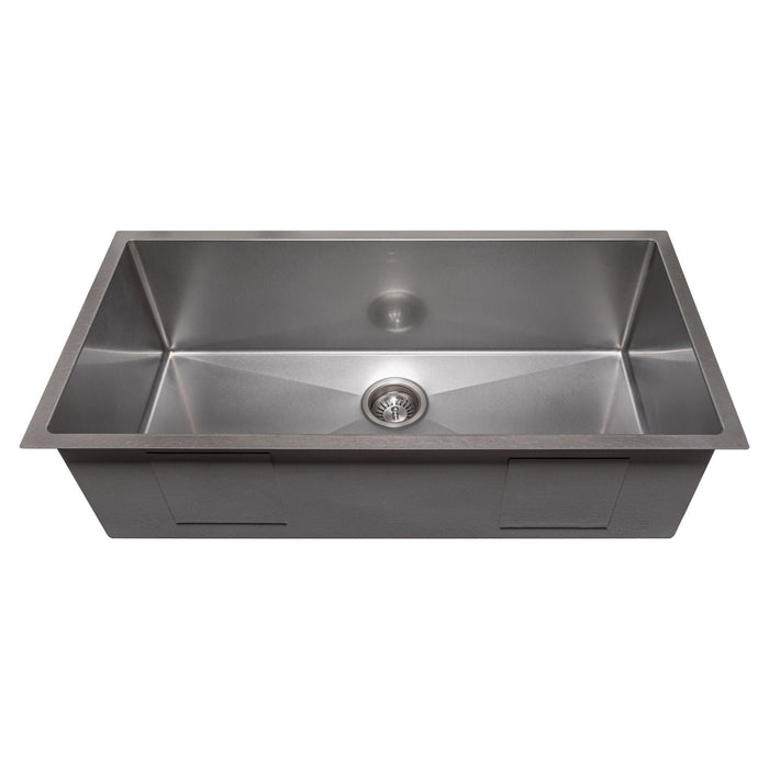 ZLINE 36 in. Meribel Undermount Single Bowl DuraSnow Stainless Steel Kitchen Sink with Bottom Grid SRS-36S