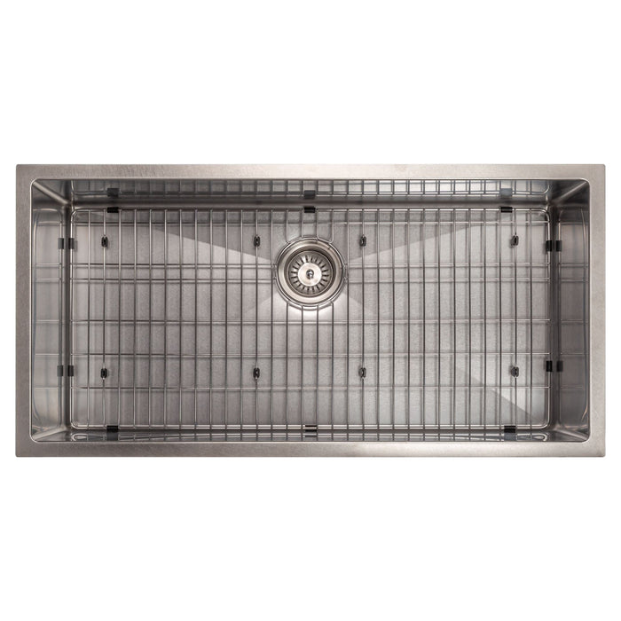 ZLINE 36 in. Meribel Undermount Single Bowl DuraSnow Stainless Steel Kitchen Sink with Bottom Grid SRS-36S