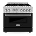 ZLINE 36 in. Professional 4.6 cu. ft. Gas Range In Stainless Steel with Black Matte Door RG-BLM-36