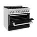 ZLINE 36 in. Professional 4.6 cu. ft. Gas Range In Stainless Steel with Black Matte Door RG-BLM-36