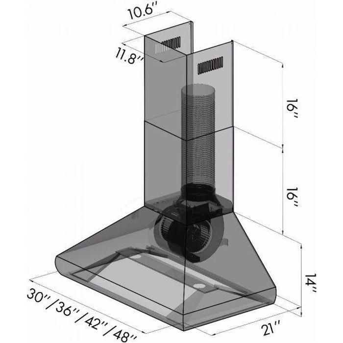 ZLINE 36 in. Professional Convertible Vent Wall Mount Range Hood In Stainless Steel with Crown Molding 587CRN-36