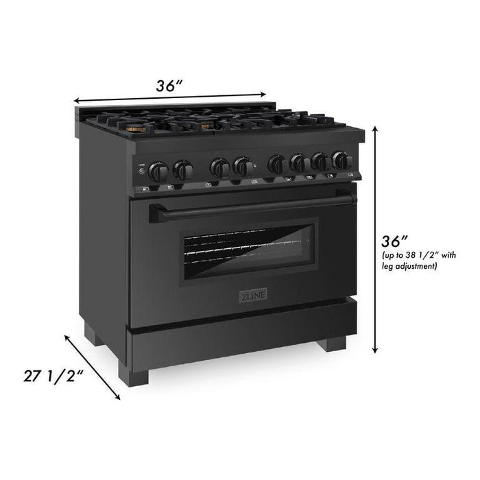 ZLINE 36 in. Professional Dual Fuel Range with Gas Burner and Electric Oven