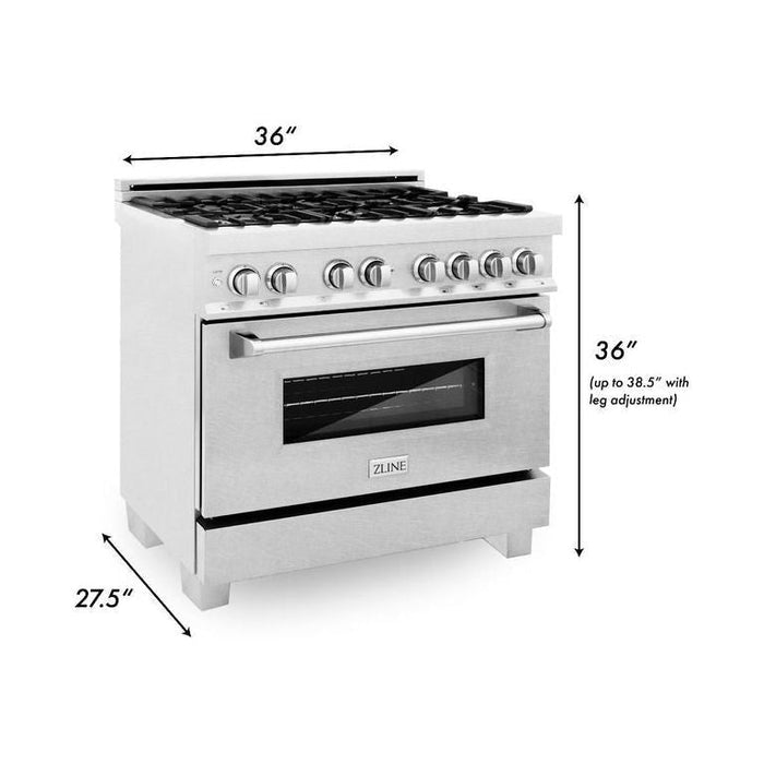 ZLINE 36 in. Professional Dual Fuel Range with Gas Burner and Electric Oven