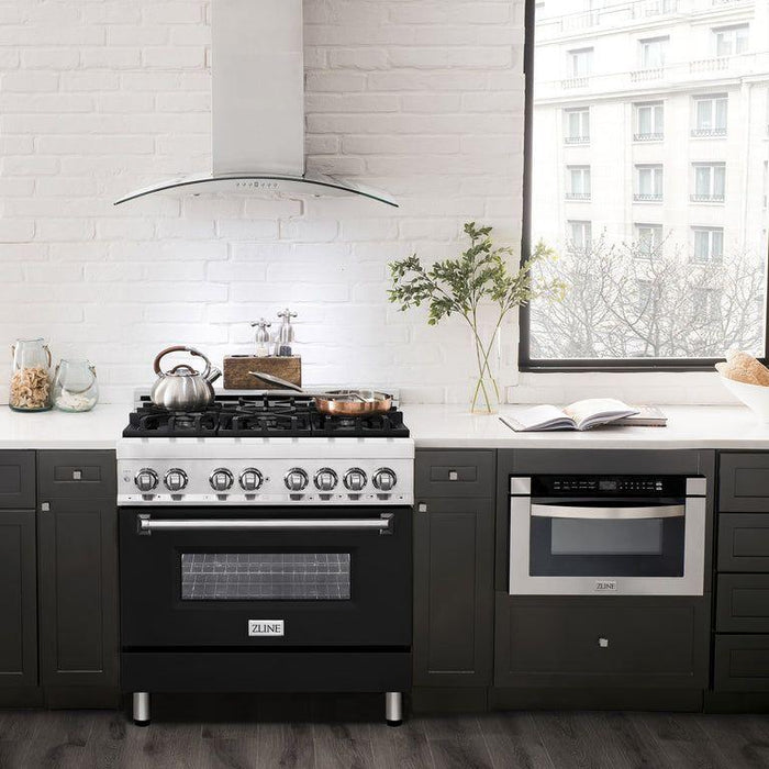 ZLINE 36 in. Professional Dual Fuel Range with Gas Burner and Electric Oven