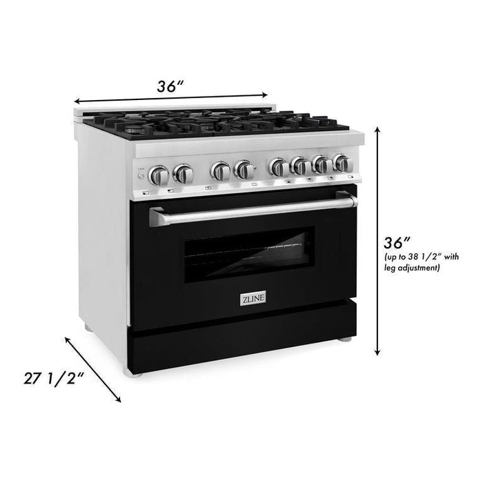 ZLINE 36 in. Professional Dual Fuel Range with Gas Burner and Electric Oven