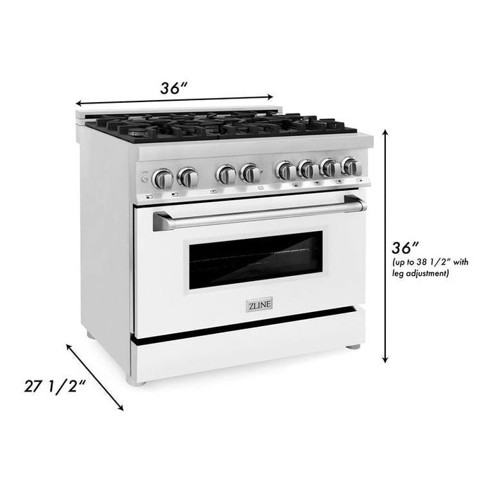 ZLINE 36 in. Professional Dual Fuel Range with Gas Burner and Electric Oven