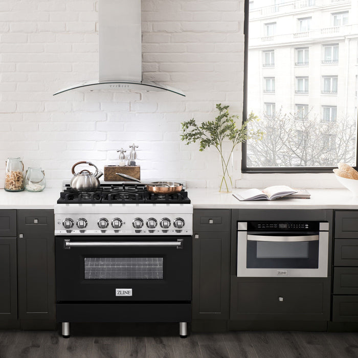 ZLINE 36 in. Professional Dual Fuel Range with Gas Burner and Electric Oven In Stainless Steel RA-BLM-36